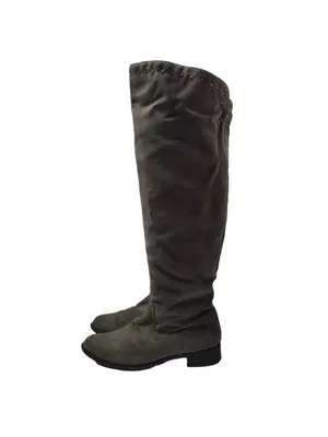 Lime Light Joaquin Faux Suede Studded Knee High Tall Gray Riding Boots Size 9 thumbnail 2