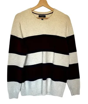Banana Republic eco sweater‎ white red striped vintage knit women's size large thumbnail 1