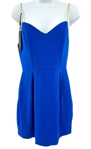 New‎ Naven Royal Blue Gold Braid Straps Sweetheart A Line Mini Dress Size Medium thumbnail 1
