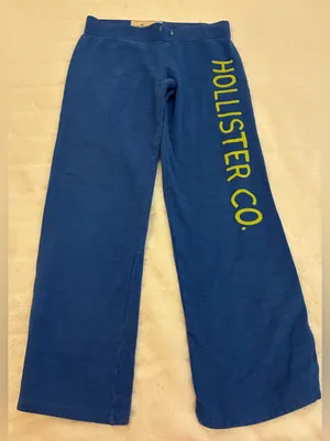 Women’s Hollister Co. Blue Sweatpants with Yellow Logo Size X-Small thumbnail 1