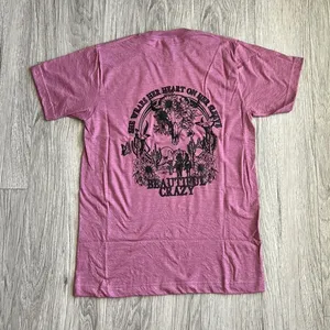 Tultex Beautiful Crazy She Wears Her Heart on Her Sleeve Graphic Tee Size M thumbnail 5