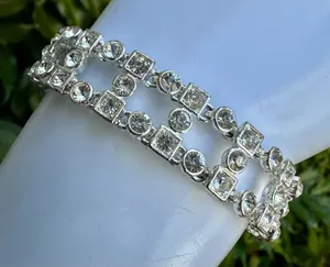 Silver tone rhinestone bracelet thumbnail 1