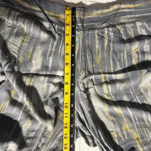 Free People Pants‎ Womens Large Gray Blue Yellow Abstract Wide Leg Boho Lounge thumbnail 3