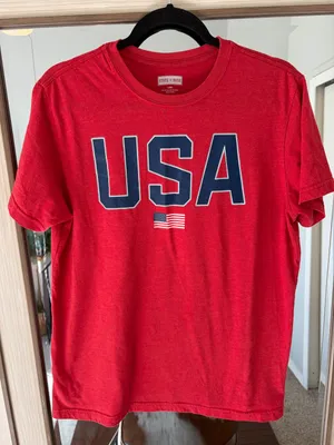 State of Mind USA Red White and Blue Patriotic t-shirt 100% Cotton Sz Large thumbnail 1