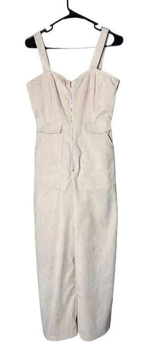 Nasty Gal Corduroy Cream Zip Up‎ Jumpsuit Size 6 thumbnail 1
