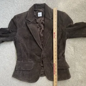 New Look Vintage y2k 2000's 100% Leather Button Up Jacket Blazer Brown Size US 4 thumbnail 12