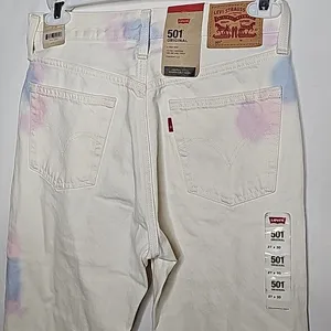 NWT Levi's 501 original high rise straight leg button fly tie dye jeans sz 27 thumbnail 9