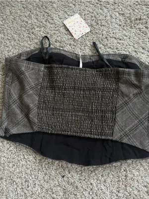 Free People NEW Out West Plaid Corset Top thumbnail 4