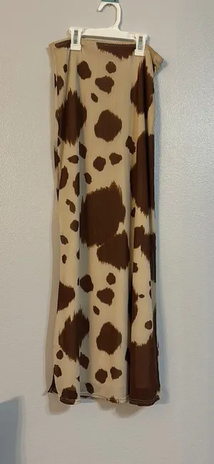 Country cow print long skirt thumbnail 1