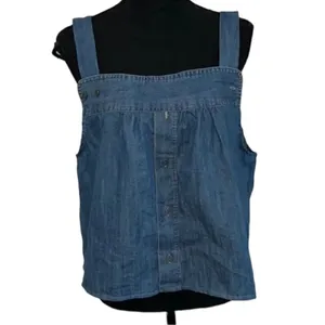 Urban Renewal Vintage Denim Crop Denim Blue Top thumbnail 2