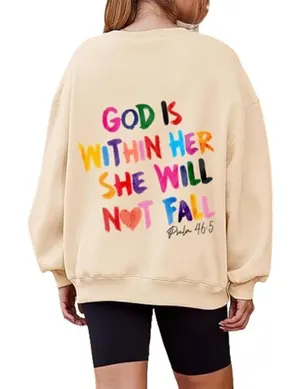 God Is Within Her She Will Not Fail Sweatshirt in Beige​​​​ Size XL thumbnail 1