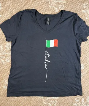 Gildan Black V-Neck Tee Italia with Italian Flag thumbnail 1