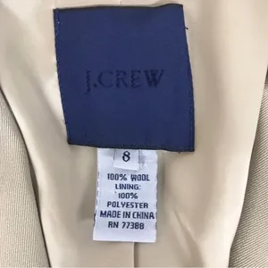 J. CREW Taupe Wool Button‎ Front Blazer Jacket 100% Wool Tan Beige Blazer Size 8 thumbnail 5