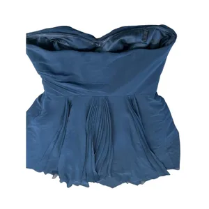 Lauren Ralph Lauren Evening Navy Blue Strapless Pleated Handkerchief Dress 10 thumbnail 2