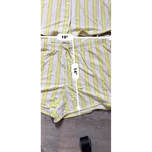 State of Day Womens Small Pajama Set Yellow White Striped Top & Shorts NWT A4020 thumbnail 10
