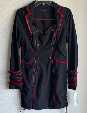 Punk Rave Red and Black Military Dress Size‎ Medium thumbnail 1