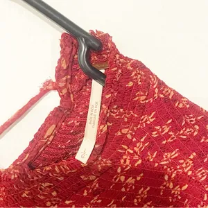 FREE‎ PEOPLE Size Large Roma Floral Smocked Top Ruffle Sheer Balloon Sleeve Top thumbnail 5