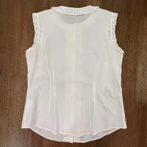 Brooks Brothers Red Fleece White Ruffle Collar Sleeveless Button Down Blouse 6 thumbnail 3