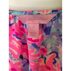 Lilly Pulitzer Finch Top Coco Coral Crab silk top blouse women's size small thumbnail 6