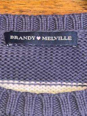 Brandy Melville Sweater Blue Striped Knit Crewneck Pullover Preppy M‎ thumbnail 3