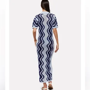 Brodie Wispr Wave Pointelle Maxi Dress- Frost Blue/Insignia‎ Blue thumbnail 2