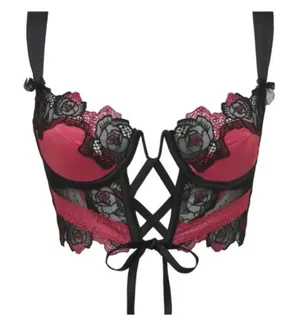 For Love & Lemons / Victoria Secret Ivy Lace Bustier Black & Red‎ XXS $129 thumbnail 1