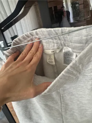 H&M sweat shorts comfy high rise light heather grey loungewear cotton thumbnail 3
