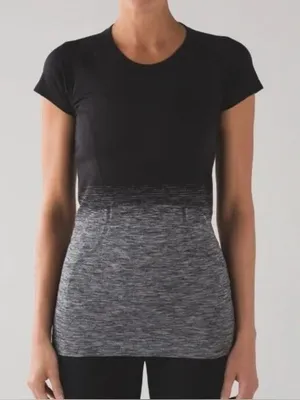 lululemon Swiftly Tech Top Size 4 - Black and Gray Space Dye thumbnail 1