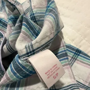 Victoria’s Secret Sz S Small Blue Pink White Plaid Flannel Pajama Night Shirt thumbnail 12