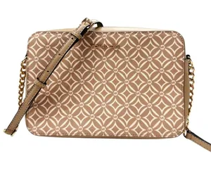 (RB) $198 RARE Michael Kors Jet Set Large EW Crossbody Bag Camel w/Gold Hardware thumbnail 1