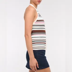Abercrombie & Fitch Women’s Sz XL Striped Ribbed Halter Sweater Vest thumbnail 3