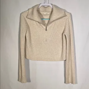 Tularosa Lovelle Zip Up Sweater Cream Womens Small Wool thumbnail 2