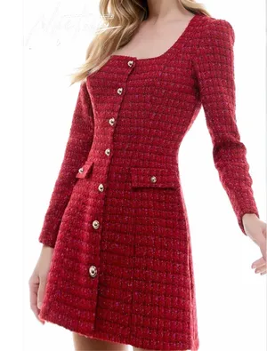 NWOT tweed red dress small 4 thumbnail 1