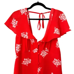ASOS DESIGN Flutter Sleeve Floral Mini‎ Dress Red Sz 10 thumbnail 5