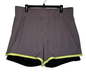 Fabletics Womens 2X Purple Perforated‎ 2-in-1 Athletic Shorts Black Liner thumbnail 1