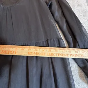 Soft Surroundings Olga Black Sheer Lined Tiered Maxi Dress L Elegant Timeless thumbnail 9
