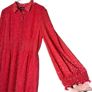 Suzanne Betro Red and Ivory‎ Polka Dot Button Front Dress XL thumbnail 5