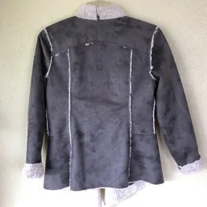 Faux shearling fur sueded cascading draped jacket S thumbnail 10