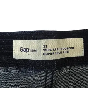 Gap 1969 Wide Leg Trousers Solid Denim Jeans Indigo Super High Rise Size 33 thumbnail 4