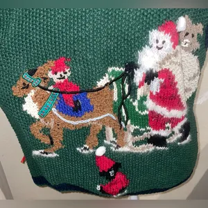 Heirlooms Womens Size S Vintage Green Christmas Sweater Vest Handknit Teddy Bear thumbnail 6