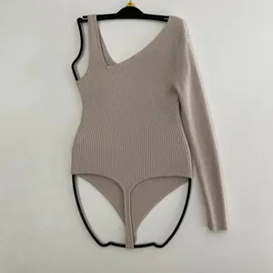 Abercrombie & Fitch Asymmetrical Ribbed Bodysuit One Shoulder Long Sleeve Size M thumbnail 2
