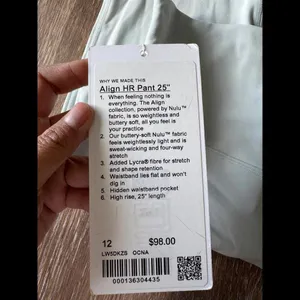 Lululemon NWT Size 12 Align HR 25” Ocean Ai Double Lined thumbnail 2