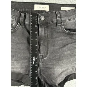 PacSun Denim Shorts Women 30 Black Shortie Faded Stretch Rolled Hem Boho Western thumbnail 5