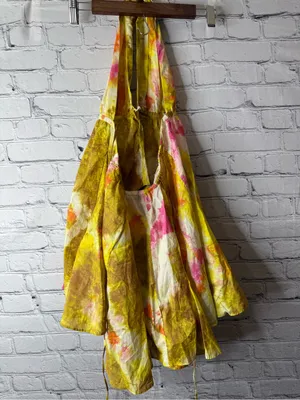 Zara Yellow & Pink Tie-Dye Flowy Halter Dress size small thumbnail 11