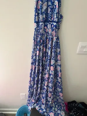 Abel the Label Bluebell Floral Halter Tie Back Full Skirt Maxi Dress XSmall thumbnail 9