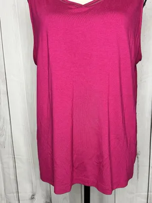 Chico's Sleeveless V-Neck Tank Top Size 3 XL Hot Pink Minimalist Capsule Rayon thumbnail 3