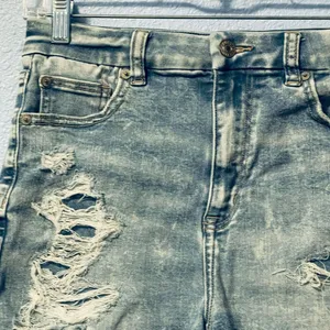 Size 4 American Eagle Curvy High Rise Denim Shorts Women's Distressed Stretch Ac thumbnail 5