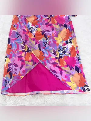 AIDAN‎ MATTOX One Shoulder Cocktail Dress Size 4 Pink Purple Floral Colorful thumbnail 7