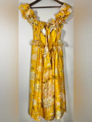 H&M Lyocell Blend Flounced Ruffle Dress Size Medium thumbnail 5