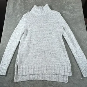 L.L. Bean Signature Sweater Womens S Gray Marled Mock Neck Pullover Cozy Soft thumbnail 3
